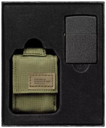 Zippo sada taktické púzdro zelené + zippo zapaľovač 26075 black crackle