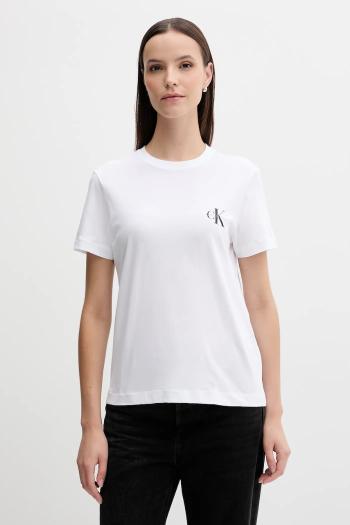 Bavlnené tričko Calvin Klein Jeans dámske, biela farba, LV047C905G