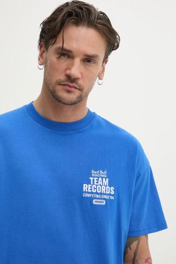 Bavlnené tričko Red Bull Racing x Pepe Jeans TEAM RECORDS TEE pánske, fialová farba, s potlačou, RM500010