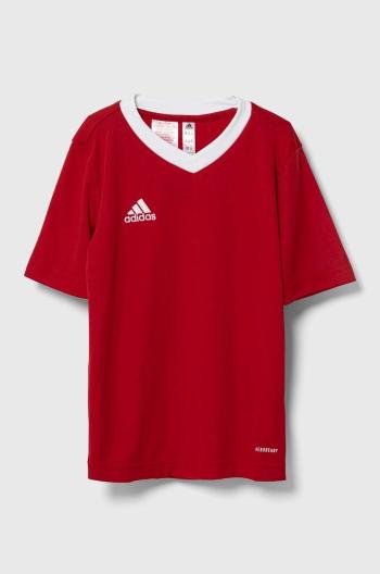 Detské tričko adidas Performance červená farba, jednofarebné