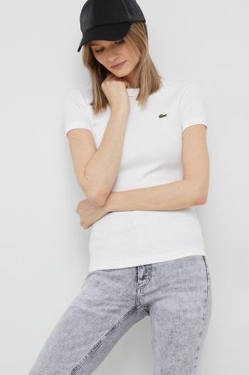 Bavlnené tričko Lacoste dámske, biela farba, TF5538