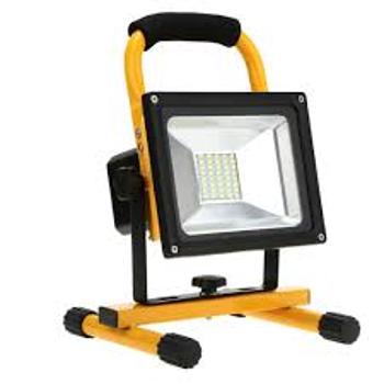 Hordozható , akkumulátoros LED reflektor, SMD, 20 Watt, IP65, természetes fehér