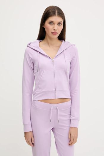 Mikina Juicy Couture SINGLE JERSEY OLA HOODIE fialová farba, s kapucňou, s nášivkou, JCWAS125310