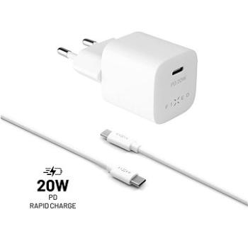 FIXED PD Rapid Charge Mini s USB-C výstupem a USB-C/USB-C kabelem podpora PD 1m 20W bílý (FIXC20M-CC-WH)