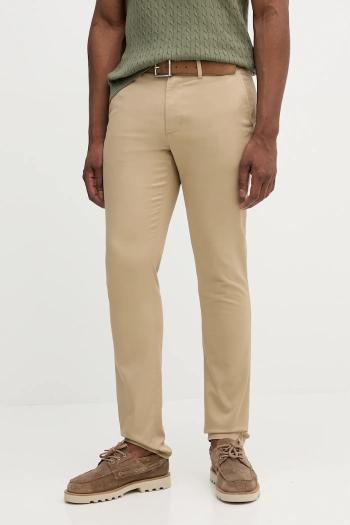 Nohavice Tommy Hilfiger béžová farba, priliehavé, MW0MW26619