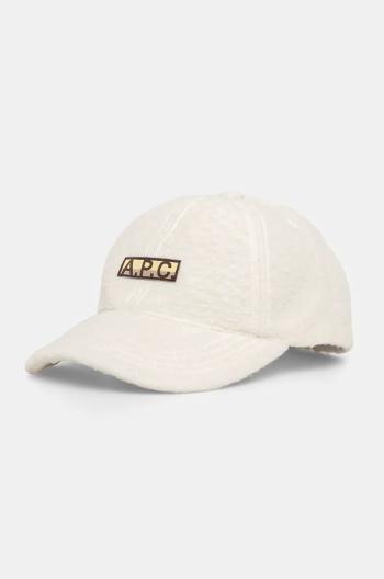 Šiltovka s prímesou vlny A.P.C. casquette charlie polaire biela farba, s nášivkou, PSAKA.M24146
