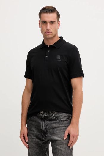 Polo tričko Karl Lagerfeld pánske, čierna farba, jednofarebné, 554221.745015
