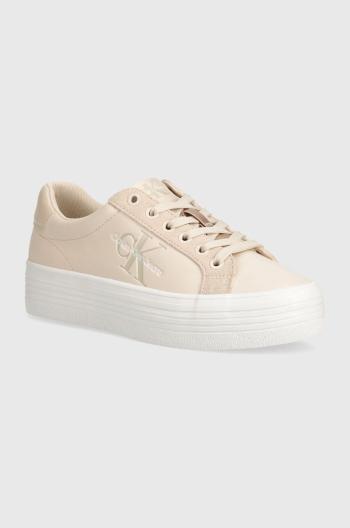 Sneakers boty Calvin Klein Jeans BOLD VULC FLATF LOW MIX ML MTR béžová barva, YW0YW01492