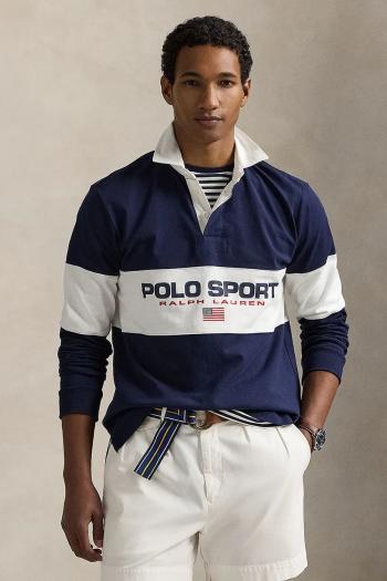 Bavlnené tričko s dlhým rukávom Polo Ralph Lauren tmavomodrá farba, jednofarebný, 710938458