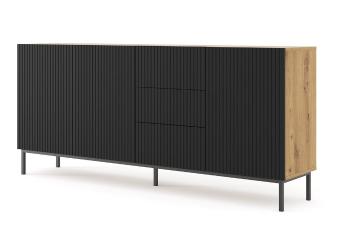 ARTBm Komoda RAVENNA B 3D3S 200 | dub artisan / čierna matná Prevedenie: Čierna matná / dub artisan / čierna podnož