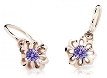 Cutie Jewellery Nežné detské náušnice z ružového zlata C2208-10-X-4 fialová