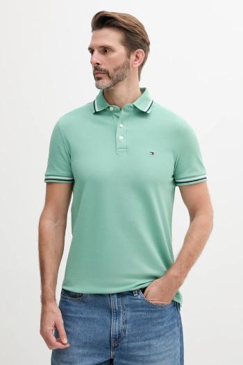 Polo tričko Tommy Hilfiger pánske, zelená farba, jednofarebné, MW0MW39993