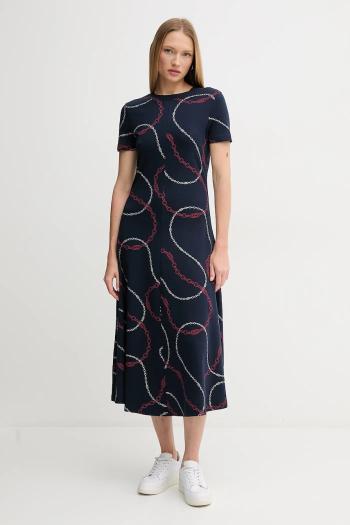 Bavlnené šaty Tommy Hilfiger tmavomodrá farba, midi, áčkový strih, WW0WW44547