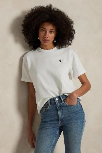 Bavlnené tričko Polo Ralph Lauren dámske, biela farba, 211967104