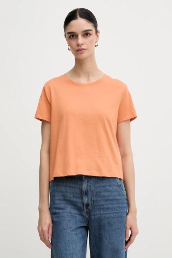 Bavlnené tričko Sisley dámske, oranžová farba, 3I1XL107A