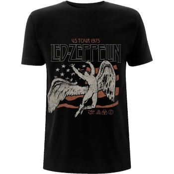 Led Zeppelin tričko US 1975 Tour Flag Čierna XXL