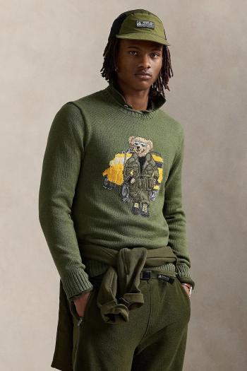 Bavlnený sveter Polo Ralph Lauren zelená farba, 710959186