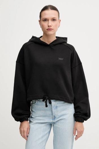 Bavlnená mikina Tommy Jeans čierna farba, s kapucňou, jednofarebné, DW0DW20314