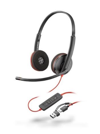 Poly Blackwire 3220 náhlavná súprava, USB-C/A adaptér, stereo