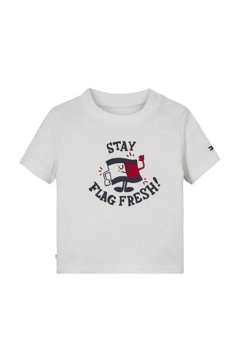 Tričko pre bábätko Tommy Hilfiger biela farba, s potlačou, KN0KN01964