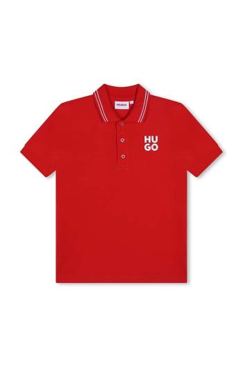 Detské polo tričko HUGO červená farba, s nášivkou, G00159