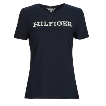 Tommy Hilfiger  REG MONOTYPE EMB C-NK SS  Tričká s krátkym rukávom Námornícka modrá