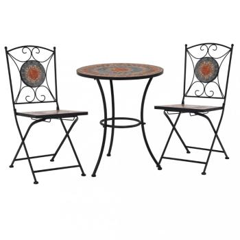 Mozaikový bistro set 3 ks keramika Dekorhome Šedá / oranžová