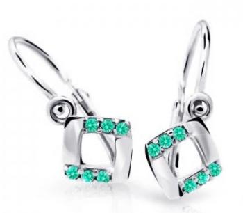Cutie Jewellery Štvorcové detské náušnice z bieleho zlata C2268-10-X-2 svetlo zelená