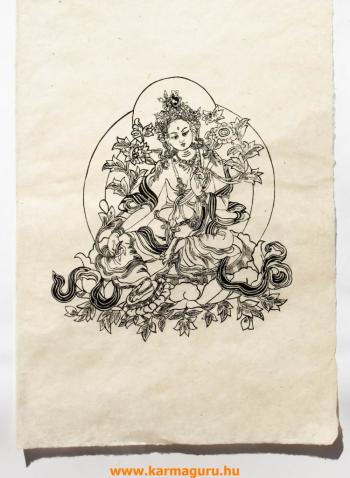 Zöld Tara mártott papír (LOKTA ) falikép - 51 x 76 cm