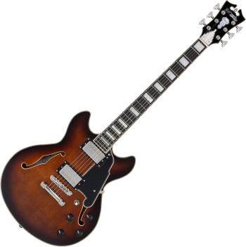 D'Angelico Premier Mini DC Brown Burst Semiakustická gitara