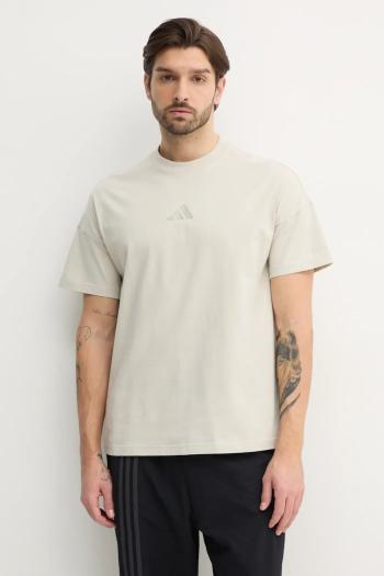 Bavlnené tričko adidas ALL SZN pánske, béžová farba, s nášivkou, JI6403