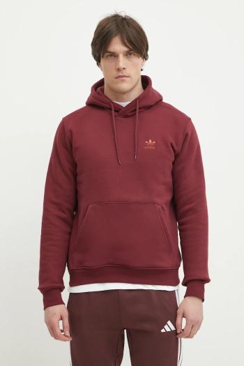 Mikina adidas Originals Essential pánska, bordová farba, s kapucňou, s nášivkou, JD2403