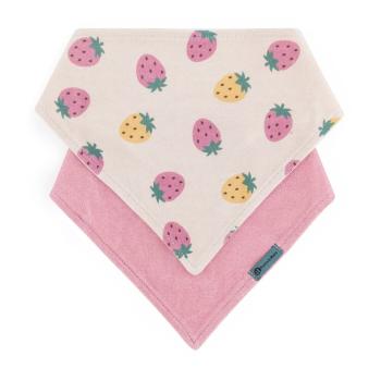 PETITE&MARS Podbradník bandana Luke 2 ks Beige Strawberies&Dusty Rose 3m+