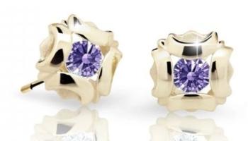 Cutie Jewellery Slušivé detské náušnice zo žltého zlata C2216-30-X-1 fialová