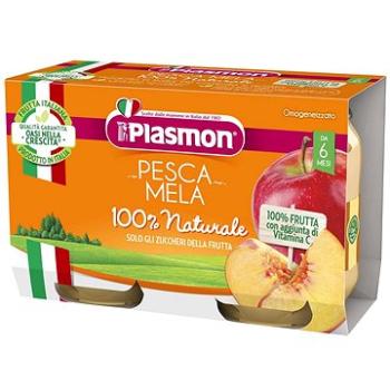 PLASMON bezlepkový ovocný, broskyňa a jablko 2× 104 g, 6 mes.+ (8001040415900)