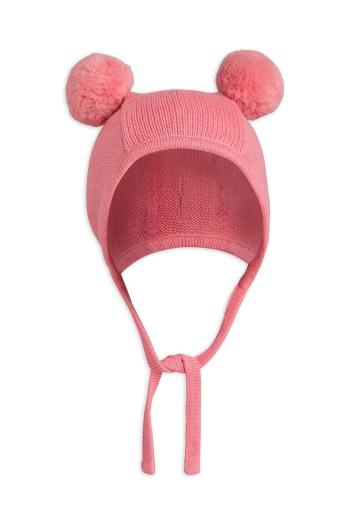 Detská bavlnená čiapka Mini Rodini Fine knit ružová farba biela, z tenkej pleteniny, bavlnená, 2566510028