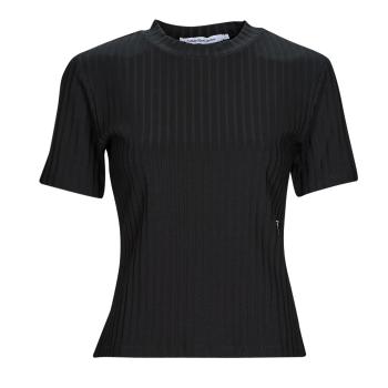 Calvin Klein Jeans  RIB SHORT SLEEVE TEE  Tričká s krátkym rukávom Čierna