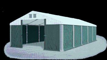 Garážový stan 4x6x2m strecha PVC 560g/m2 boky PVC 500g/m2 konštrukcia ZIMA PLUS Biela Zelená Šedé