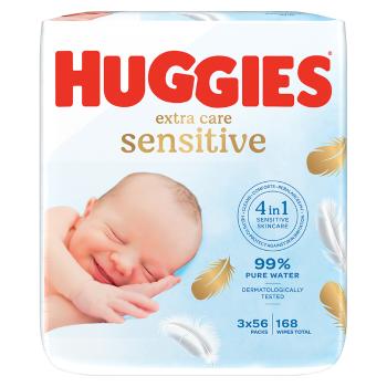 HUGGIES Detské vhčené obrúsky Extra Care Triplo 3x56 kusov