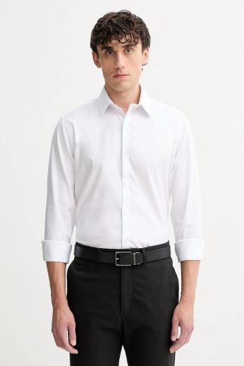 Košeľa Calvin Klein biela farba, slim, s klasickým golierom, LV019EU053