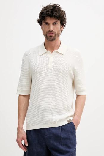 Bavlnené polo tričko Calvin Klein Jeans béžová farba, jednofarebné, LV04RC306G