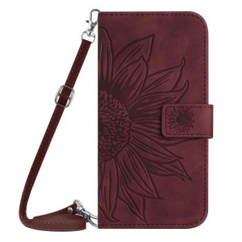 ART SUNFLOWER Peňaženkový obal so šnúrkou pre Xiaomi Redmi A5 bordový