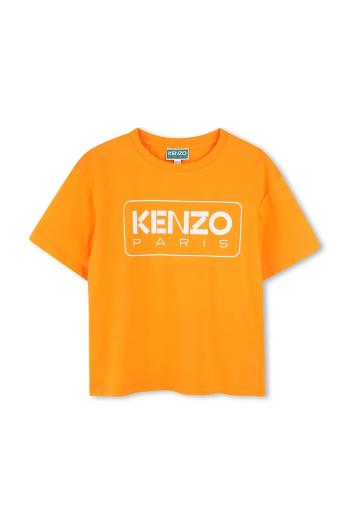 Detské bavlnené tričko Kenzo Kids oranžová farba, K61064