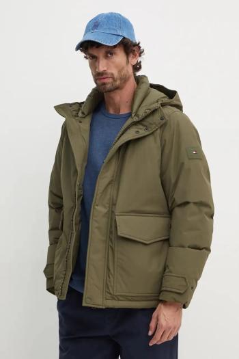 Páperová bunda Tommy Hilfiger pánska, zelená farba, zimná, MW0MW36596