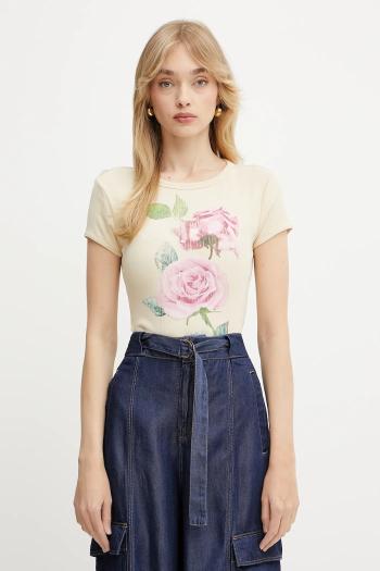 Tričko Guess ROSE dámske, béžová farba, W5GI33 KA0H1