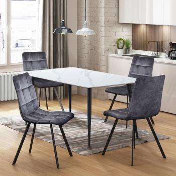 Jedálenský stôl ADRIA 140x80 + 4 stoličky BERGEN sivý zamat