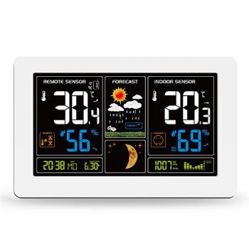 SOLIGHT TE81W METEOSTANICA, EXTRA VELKY FAREBNY LCD, TEPLOTA, VLHKOST, TLAK, RCC, USB NABIJ., BIELA vystavený kus
