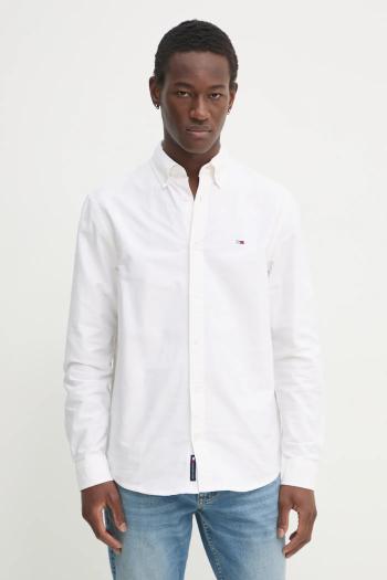 Košeľa Tommy Jeans pánska, béžová farba, regular, s klasickým golierom, DM0DM20667