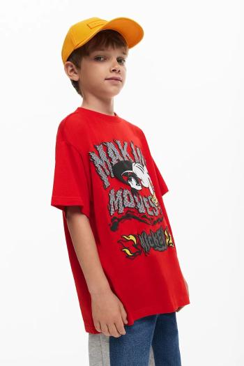 Detské bavlnené tričko Desigual x Disney červená farba, s potlačou, 25SBTK14