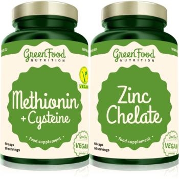 GreenFood Nutrition Methionin with Cysteine + Zinc Chelate sada pre krásne vlasy, pleť a nechty